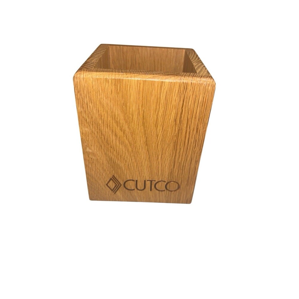 CUTCO Kitchen Tool Utensil Oak Wood Box Block Caddy Container Holder Made In USA